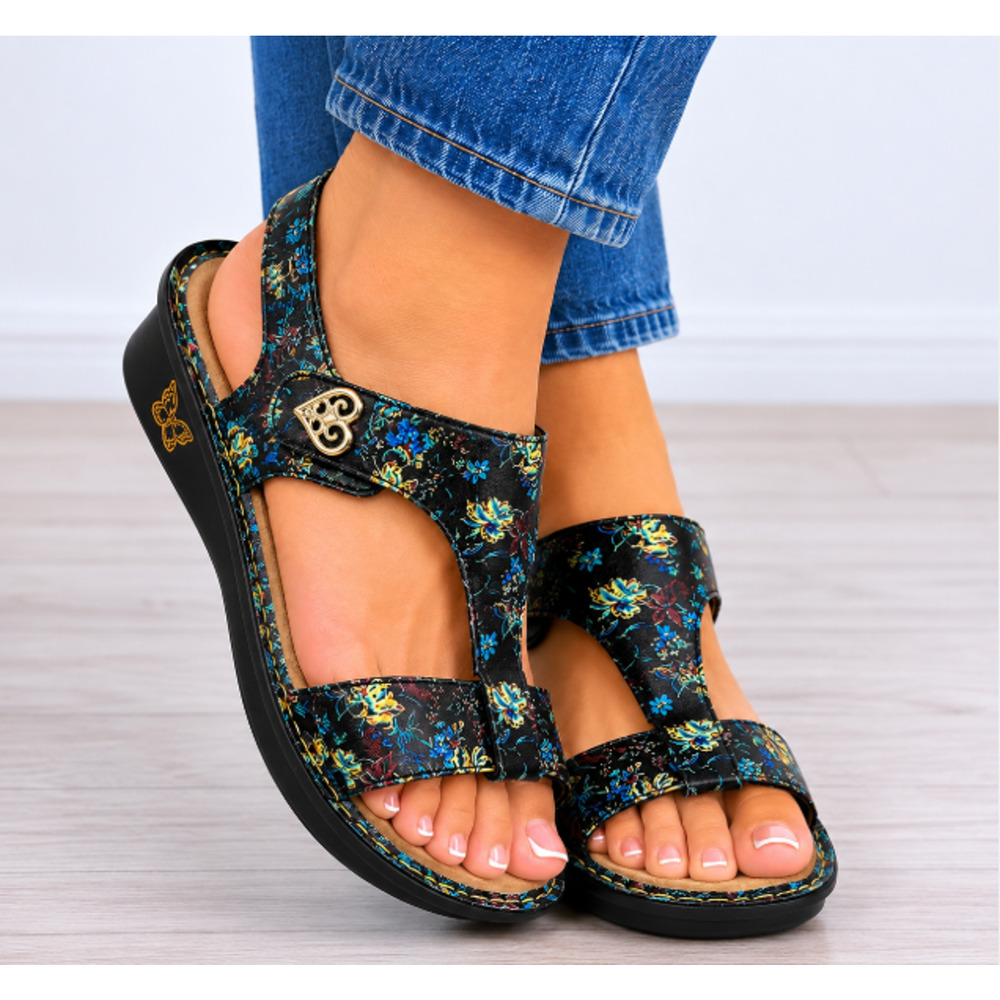 Alegria Kerri Blue Mosaic Sandals Women EU 39 US 8.5 Leather Slingback Comfort